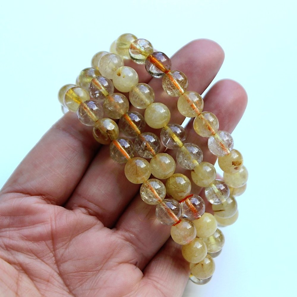 Gold Rutilated Quartz Beaded Bracelet